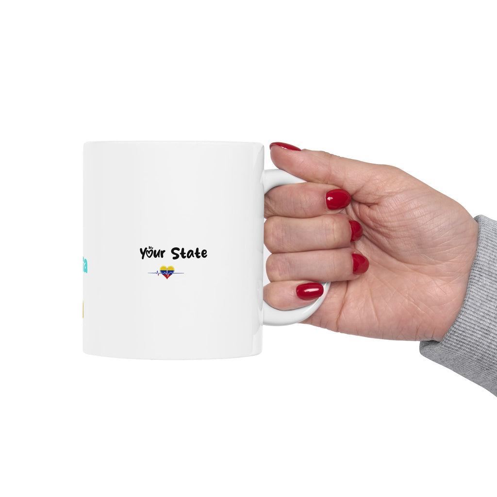 TAZA "AREPA CON CAFÉ" - PERSONALIZA TU ESTADO VENEZOLANO Ceramic Mug, (11oz, 15oz)