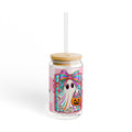 Vaso Sipper 16oz Fantasma Pastel Halloween — ¡Personalízalo con tu Nombre! | Diseño Lazo y Calabaza de Dulces