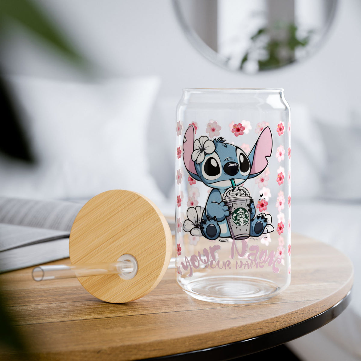 STITCH CUTE STARBUCKS Sipper Glass, 16oz