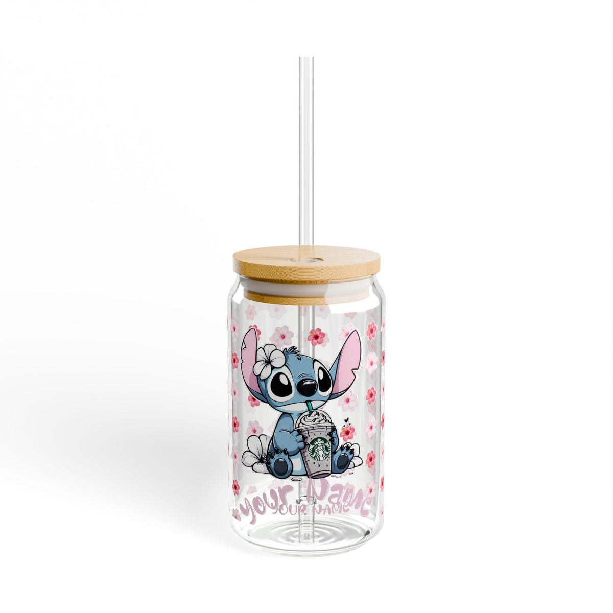 STITCH CUTE STARBUCKS Sipper Glass, 16oz
