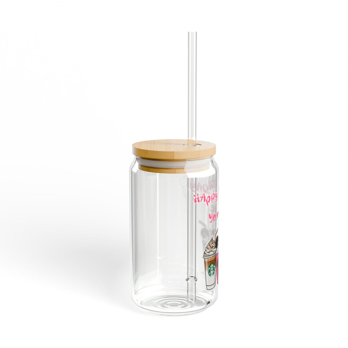 VASO SIPPER PERSONALIZADO "HAPPY BIRTHDAY" - DISEÑO BEBIDAS CUTE Sipper Glass, 16oz