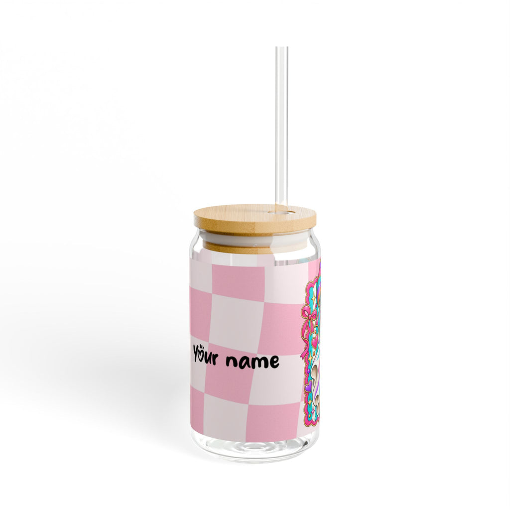 Vaso Sipper 16oz Fantasma Pastel Halloween — ¡Personalízalo con tu Nombre! | Diseño Lazo y Calabaza de Dulces