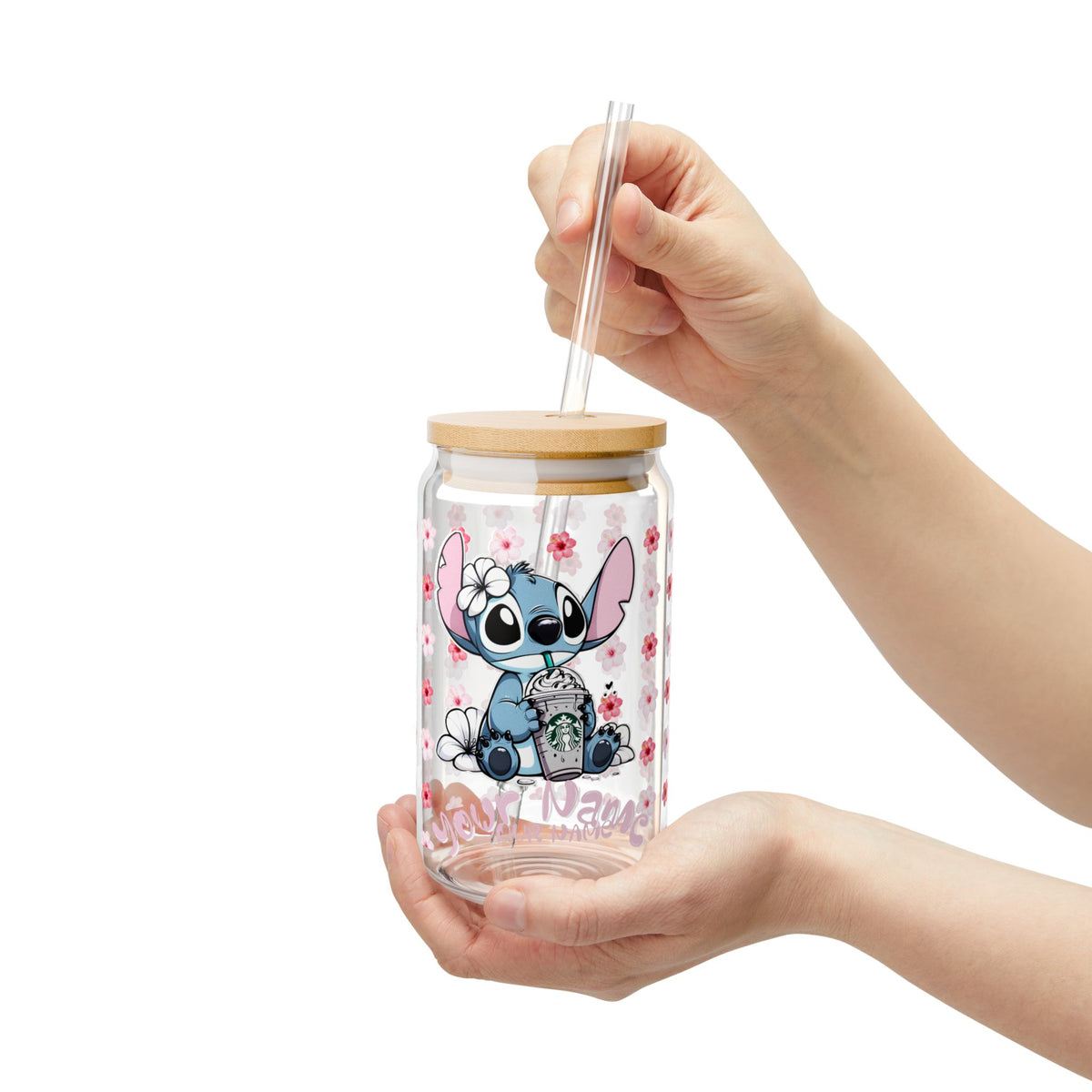 STITCH CUTE STARBUCKS Sipper Glass, 16oz