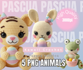 Pascua Crochet Sticker Pack – 5 PNG Amigurumi Alta Resolución
