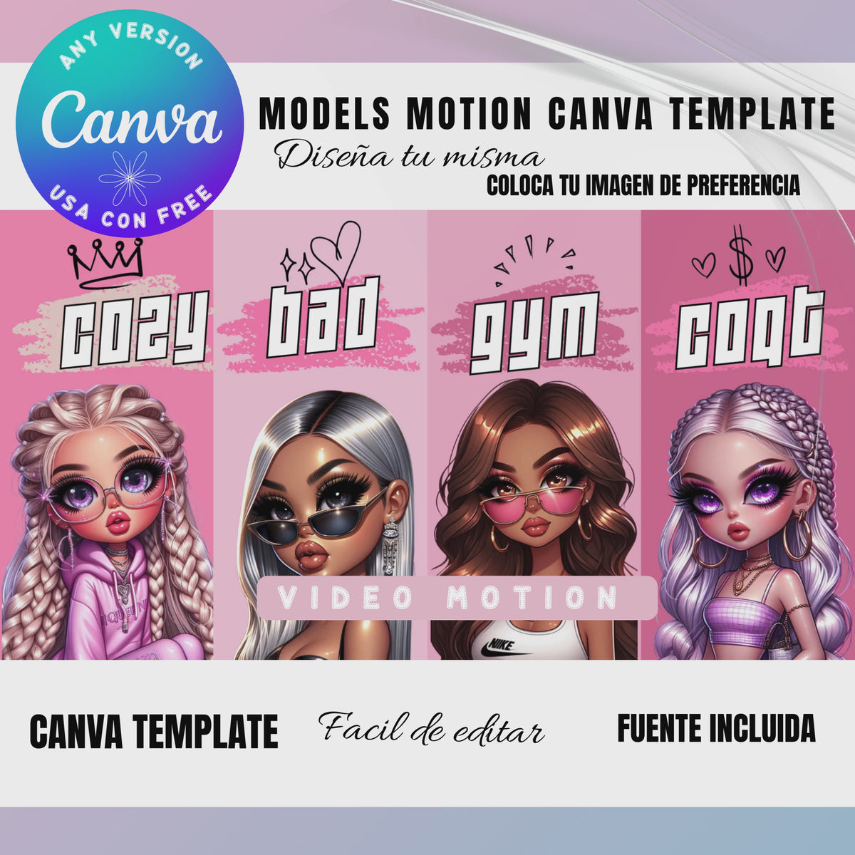 Plantilla Motion Chicas Baby Models – Template Animado Canva, 6 Páginas