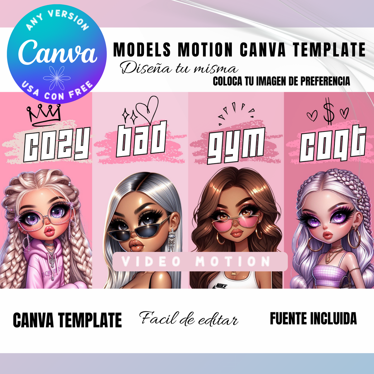 Plantilla Motion Chicas Baby Models – Template Animado Canva, 6 Páginas